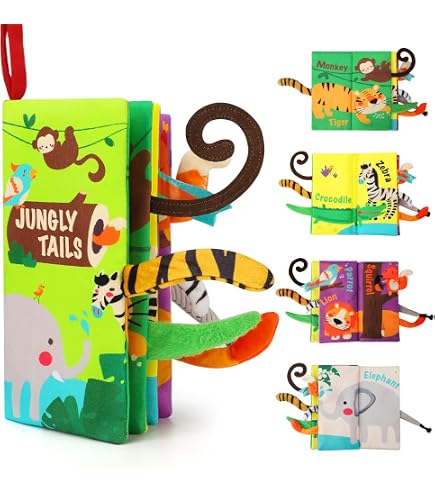 Libros De Tela Suaves Para Bebés Con Colas 3D - Juguete Sensorial Colgante Para Cochecito Y Asiento De Coche | Regalo Ideal 0-12 Meses