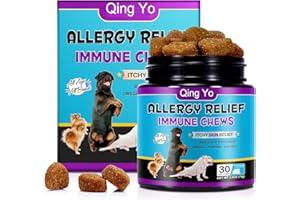 Qing Yo Soulager Les Allergies pour Les Chiens, l'immunité de Soulagement des Allergies des Chiens, Allergies Saisonnières, Peau et Manteau, Démangeaisons et Léchage de Patte, 30 Pcs de Canard