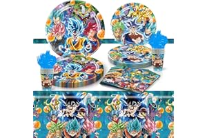 JUNBAOYYDS Set di stoviglie per feste, 81 pezzi per feste di compleanno per bambini, stoviglie per feste, Dragon Ball Party Supplies, accessori per feste di compleanno, decorazione per feste