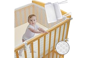 O-BOUBOU Chichoneras Cuna Transpirable Certificado Oeko Tex - Protector de Cuna para Bebé 360x30cm - Protector de Cuna para Bebé de Malla 3D Transpirable - Certificado SH025 189908 Expedido por TESTEX