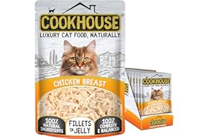COOKHOUSE 100% Natural & Complete Luxury Wet Cat Food - Chicken Breast - Fillets in Jelly - 18 x 70g Pouches