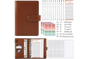 KIHONI Binder Budget Planner - Organizer per denaro, formato A6, con 12 tasche, 12 fogli di budget in tedesco, per viaggi, diario e regalo