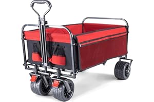 BedStory Beach Trolley Collapsible Festival Trolley All Terrain Big Wheels With Brakes for Outdoor Camping Picnic Garden Trolley on Wheels Folding Wagon Cart with 176LBS Large Capacity