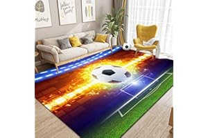 Dai Lufei Fussball Teppich FußBall, Sportbereich rutschfest Fußballplatz Teppich Eisfeuer Fußball Bedruckt Großflächige Teppiche Jugendzimmer 3D Fußball Mit Flammen Bedruckten Teppichen, 80x120cm