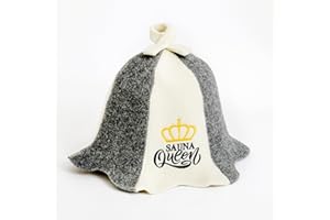 SAUNA GURU Sauna King + Queen Hat - 100% Organic Wool Felt Hats for Russian Banya - Protect Your Head from Heat - English Sauna eBook Guide Included - with Embroidery