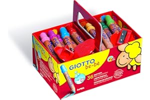 GIOTTO BE-BÈ Giotto Bebe', Schoolpack Da 36 Matitoni + 3 Appuntamatitoni, 7 mm, Colori Vivaci