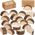 20 Supports En Bois Porte-Nom + 20 Cartes Kraft - Pour Mariage, Anniversaire, Événements - Naturel