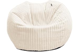 rucomfy Beanbags Jumbo Cord Kids Mini-Slouch Bean Bag Chair - Childrens Bedroom Playroom Furniture and Fun Decor. Arrives with Filling and Machine Washable - 60 x 80cm (Ivory, Beanbag only)