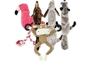 BUDDY WILD Nature’s Buddy Plush Dog Toys - Squeaky, cuddly soft chew bundle - 5 pack set - durable, interactive toys for puppy and small dogs - variety with 3 no stuffing animals