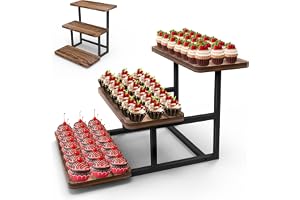 GHWMYD displayställ, 3 nivåer bufféstativ i trä för 63 cupcakes, desserter