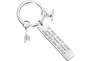 ENSIANTH Gymnast Gifts Gymnastics Keychain Girls Gymnastics Jewelry Inspirational Gift for Gymnast If You Don't Leap You'll Never Know What It is Like to Fly