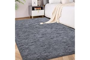 ‎FVVRAX FVVRAX Flauschiger Hochflor Teppich 120x180 cm Grau | Extra weicher Shaggy Teppich rutschfest für Wohnzimmer Schlafzimmer | Kuscheliger Bodenteppich für Kinder Haustiere