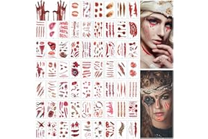 TOPJOWGA Tatuajes de Cicatrices de Halloween, 60 Hojas Halloween Tatuajes Pegatinas Tattoos, Realista Horror Tatuaje Temporal, Pegatinas de Halloween para Halloween, Fiesta de Zombies, Cosplay