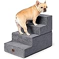 EHEYCIGA Dog Stairs for Bed 18”H, 4-Step Dog Steps for High Bed, Pet Steps for Small Dogs and Cats, Non-Slip Balanced Pet Ramp Indoor, Grey