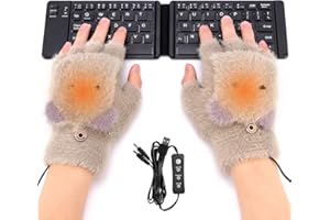 Sunfry Guanti riscaldati USB Guanti riscaldati USB Guanti invernali lavorati a maglia Guanti riscaldati a mezza dita per computer portatile, 3 impostazioni di temperatura, regalo invernale, 5 V,