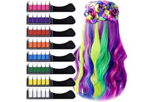 Peine de Tiza Para el Pelo con Tapa, EBANKU 8 Colores Lavables Tinte para Cabello, Color de pelo Temporal Hair Chalk Set para Niños Regalos Navidad Fiestas Cosplay DIY