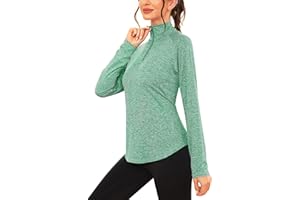 iClosam Maglia Sportiva Donna Manica Lunga Maglia Tecnica Trekking con Mezza Zip Maglietta da Corsa Traspirante Maglie Running Leggera XS-3XL