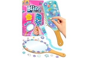 PURPLE LADYBUG Decorate Your Own Mirror & Brush Craft Kits for Kids - Arts & Crafts Set with Wooden Hairbrush, Mirror, Gems & Beads - Gifts for 10 Year Olds Girls, Girls Birthday Presents for Ages 6 7 8 9 10 11,