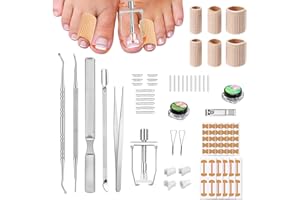 FANXAOLNES Ongle Incarné kit, 32Pcs Professionnel de Correction d'Ongles Incarnés, Incluant Correcteur en Acier Inoxydable et Autocollants, Soulagement Douleur, pour Usage Domestique