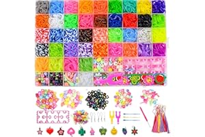 Tuilful 5500+ Loom Bands Kit - 40 Vibrant Colors Loom Bands – Rubber Bands Bracelet Making Kit with Alphabet Beads, S Hooks and Tools with Storage Box - DIY Arts & Crafts Gift for Girls & Boys