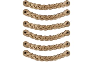 Brute Strength - Maniglie in cuoio per mobili - Intrecciato - Naturale - 6 pezzi - 20 x 2,5 cm - Maniglia per armadio, maniglia per porta per cucina, bagno, armadi, comò, legno
