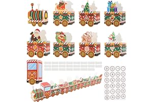 FEMONGY Calendario adviento para rellenar, Calendario de adviento para rellenar, 24 cajas plegables coloridas para maquetar y decorar, Forma de tren pequeño