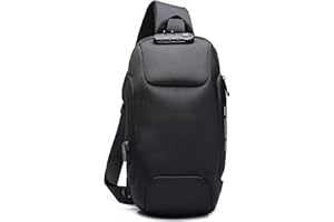 VARLIVOO Bolsos de Hombro para Hombre Bolsos Cruzados Bandolera Anti Robo Bolsa de Pecho Crossbody Bolsa Sling Bag USB Puerto Viajar Senderismo Cámping Impermeable Poliéster Negro