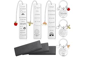Otuuz 3 Portachiavi Maestra Scuola 3 Segnalibro Maestra Insegnate in Acciaio Inossidabile Regalo Maestre Fine Anno Regalo di Ringraziamento per Tutore per Scuola Elementare