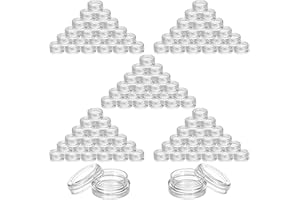 BEKITH Lawei 108 Piezas Botes Pequeños de Plastico 3g/3ml Contenedores de plástico Contenedores Cosmético de Viaje con Tapa para Bálsamo Labial Crema Polvos Sombras de Ojos - Transparente