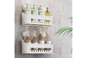 TAILI 2PCS Serviteur Douche à Ventouse sans Perçage & Réutilisable Etagère Ventouse Simple d'Installation Charge 10KG Impérable Rangement pour Carrelage Paroi de la Douche Salle de Bain & Cuisine