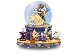 THE BRADFORD EXCHANGE Disney La Bella y la bestia Musical bola de nieve con rotación personajes por el intercambio de Bradford