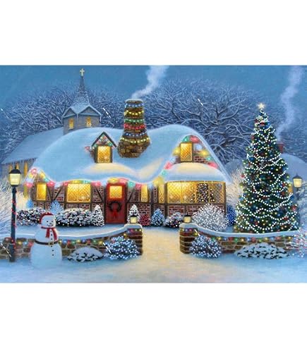 Kit Diamond Painting Natalizio RICUVED 5D Fai Da Te: Albero Di Natale E Paesaggio Invernale, Per Adulti E Bambini, Decorazione Parete 30x40 Cm