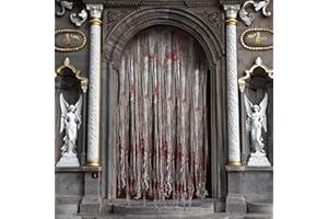 Conponous 3 Piezas Cortina Decoracion Halloween Puerta, 95 x 200cm Tela Halloween, Gruseliges Tuch para Gruselhäuser Türen Tükhaus de Miedo Decoración de Entrada de Casa Embrujada (Blanco)