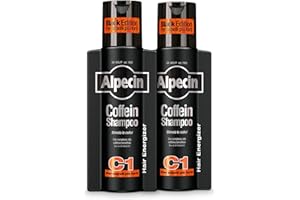 Alpecin Coffein Shampoo C1 Black Edition 2 x 250ml | Shampoo naturale crescita die capelli uomo | Shampoo anticaduta uomo