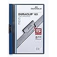 Durable DURACLIP 60 A4 Clip Folder - Holds up to 60 Sheets of A4 Paper - Robust Metal Sprung Clip - Pack of 5 Folders in Dark Blue
