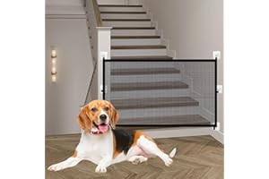 YNR Mesh Pet Gate, 110 x 72 cm, Indoor Dog Safety Gate with 6 Adhesive Hooks
