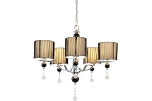 LUX.PRO Lámpara de araña (5 x E14 l)(52 cm x Ø: 64 cm) Lámpara de techo - de colgar- 5 brazos - cristal - negro - candelabro