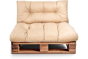 Best Wool Cojines para palets Resistente a Las Condiciones climáticas – cojin de Asiento 120x80cm + Respaldo 120x40cm – cojin Palet Relleno de Espuma granulada - en la terraza y en el jardín