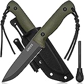 GREIFS® Outdoor-Messer aus D2 Stahl mit Kydex Holster und Feuerstahl, edles Survival Messer für die Bushcraft Ausrüstung, Jag