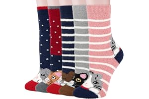 Kotashion Chaussettes Thermiques Moelleuses Epaisses Femmes Hiver 5 Paires Douces Chaudes Confortables Pilou Chausson Chaussette Noël Cadeau Pour Dames Filles