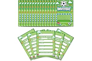 GHKJOK 20PCS Football Party Invitations for Kids – Double-Sided Birthday Invitation Cards for Boys & Girls | Fun Sports Theme Party Invites for Kids’ Football Birthday & Team Celebrations