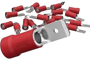 AUPROTEC 50x Flachstecker 0,5-1,5 mm² rot/Steckbreite 6,3 mm Teilisoliert PVC männlicher Steckverbinder MDD Kabel-Verbinder aus Messing verzinnt