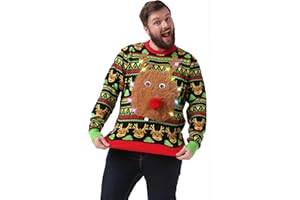 OFF THE RACK Unisex Men's LED Christmas Jumper Pullover Funny Santa Rudolph Llama Reindeer Xmas Tree Women's Party Lightup Sweaters