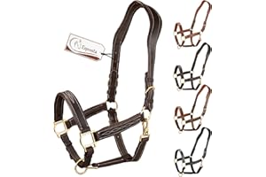 ‎ESPOSITA Esposita Anatomical Leather Headcollar Deluxe Leather for Horses Stable Halter Horse Halter Chocolate Brown Full
