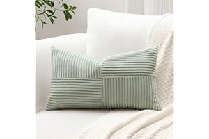 Sungeek 1 sztuka, sztruksowa poszewka na poduszkę, wzór w krzyże, w paski, na sofę, dekoracyjna, patchworkowa, do salonu, 30 x 50 cm, jasnoszara)