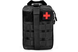 DIBOTELL Erste Hilfe Tasche Molle Tasche Taktische Hüfttaschen Multifunktional Bauchtasche Militär Kompakt Gürteltasche Notfall-Überlebensset für Outdoor Camping Reisen (Schwarz, Einheitsgröße)