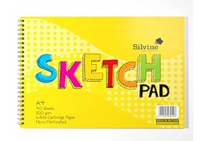 Silvine A4 Wirebound Sketch Pad - 40 sheets of 100gsm Smooth White Cartridge Paper (210 x 297mm), 407