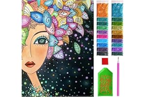 ARTULIO Pittura Diamante Fai da Te - Quadro di una donna con foglie sulla testa - 30x40cm - Kit di pittura con diamanti per bambini, Diamond Painting Kit 5D DIY