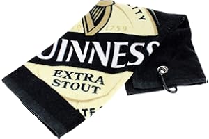 Guinness Label Cotton Serviette de Golf avec Mousqueton Noir