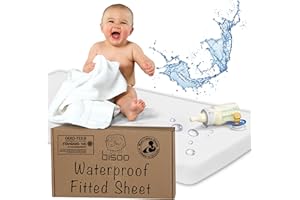 ‎BISOO Bisoo Spannbettlaken 100x100 cm für Lauf, Krabbelgitter und Reisebett - wasserdichte Leintuch Matratzenschoner für Laufgitter Baby - 100% Baumwolljersey Öko-Tex - 1 Stück Weiß 100x100 cm
